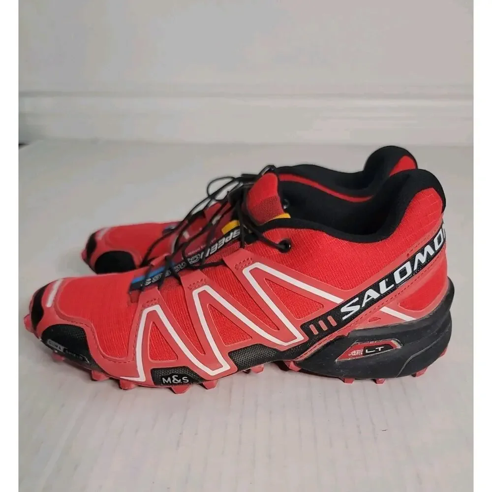 Salomon Shoes Mens 8 Speedcross 3 RED Hiking Trail Running Sneakers 128652